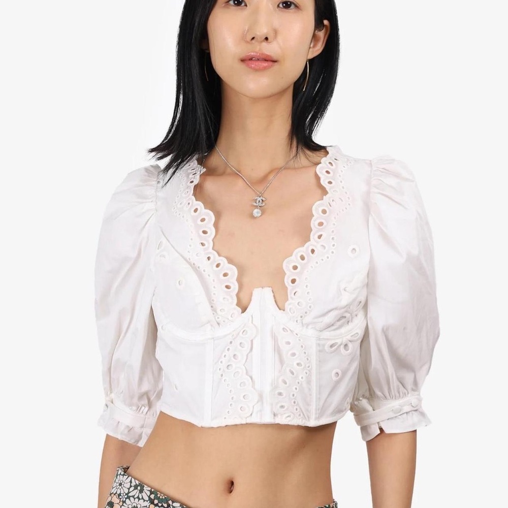 For Love & Lemons eyelet cropped blouse